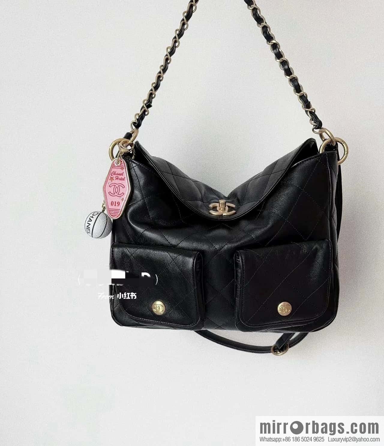 CHANEL 24P spring and summer trailer series big hit hobo Vintage bag AS4743 black