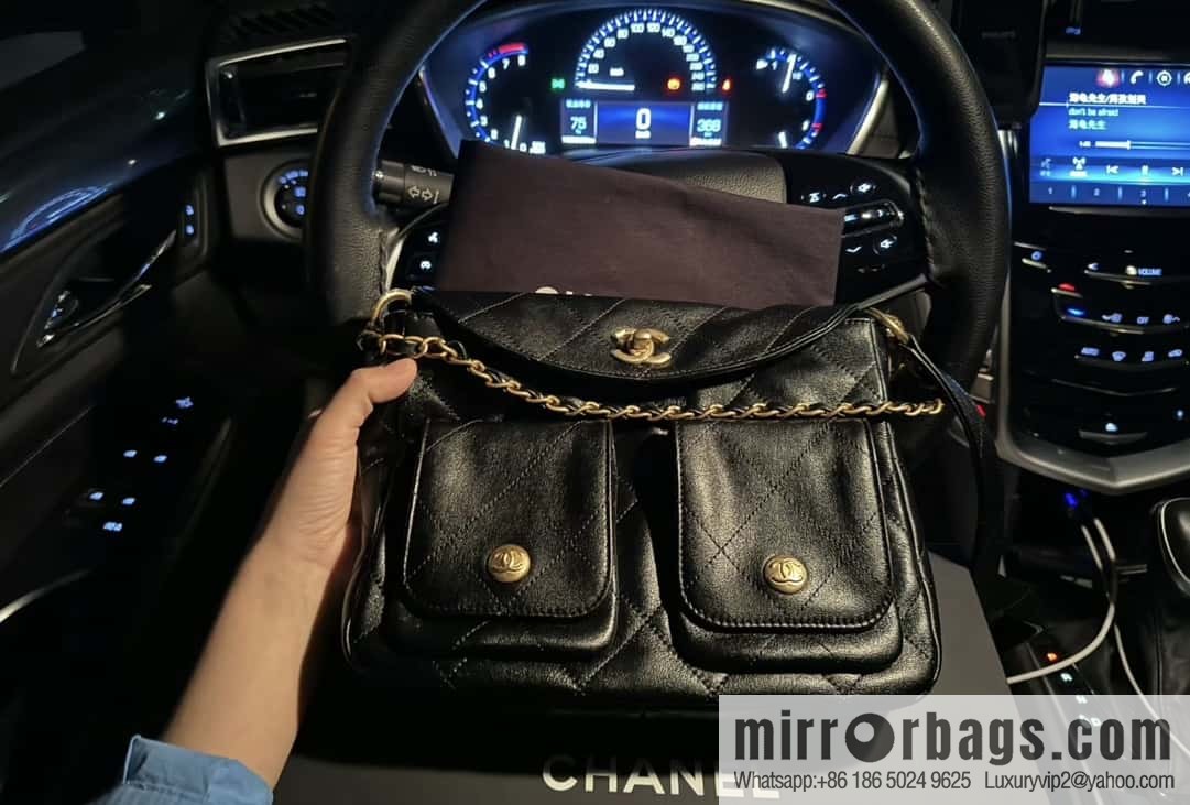 CHANEL 24P spring and summer trailer series big hit hobo Vintage bag AS4743 black