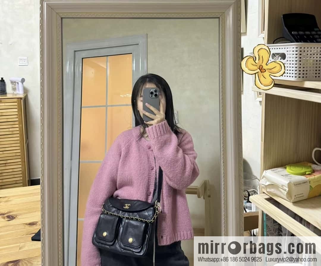 CHANEL 24P spring and summer trailer series big hit hobo Vintage bag AS4743 black