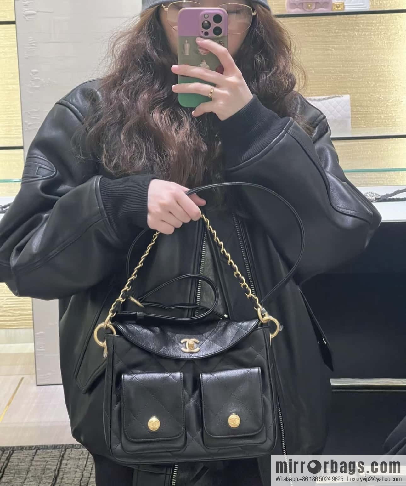 CHANEL 24P spring and summer trailer series big hit hobo Vintage bag AS4743 black