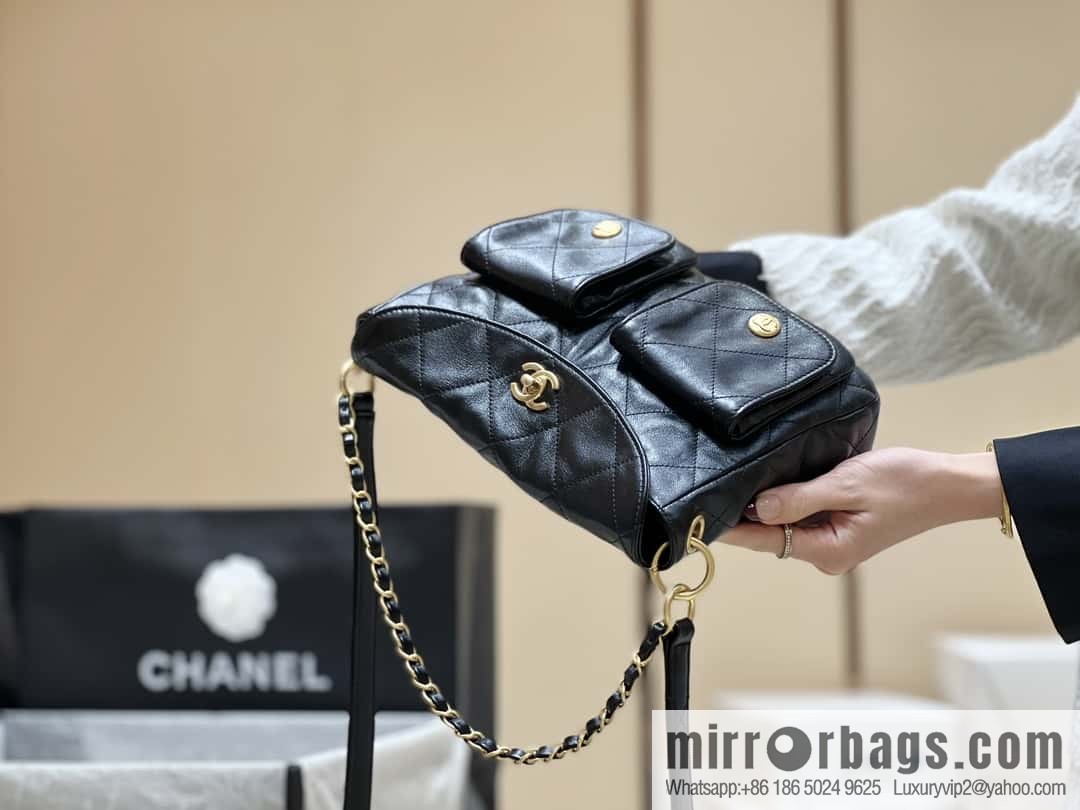 CHANEL 24P spring and summer trailer series big hit hobo Vintage bag AS4743 black