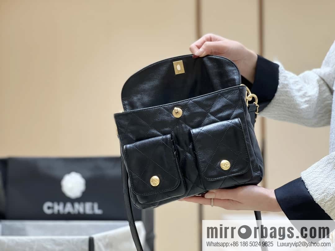 CHANEL 24P spring and summer trailer series big hit hobo Vintage bag AS4743 black