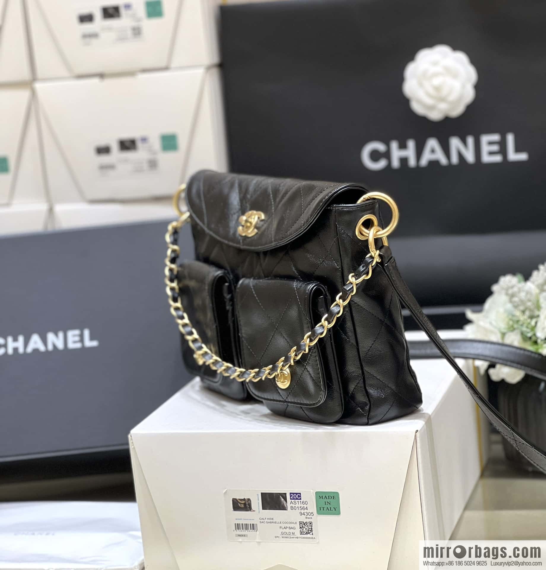 CHANEL 24P spring and summer trailer series big hit hobo Vintage bag AS4743 black
