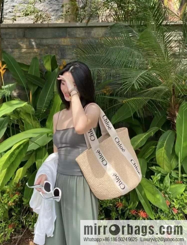 Chloe Large Woody Basket Bag 6865 White 48CM