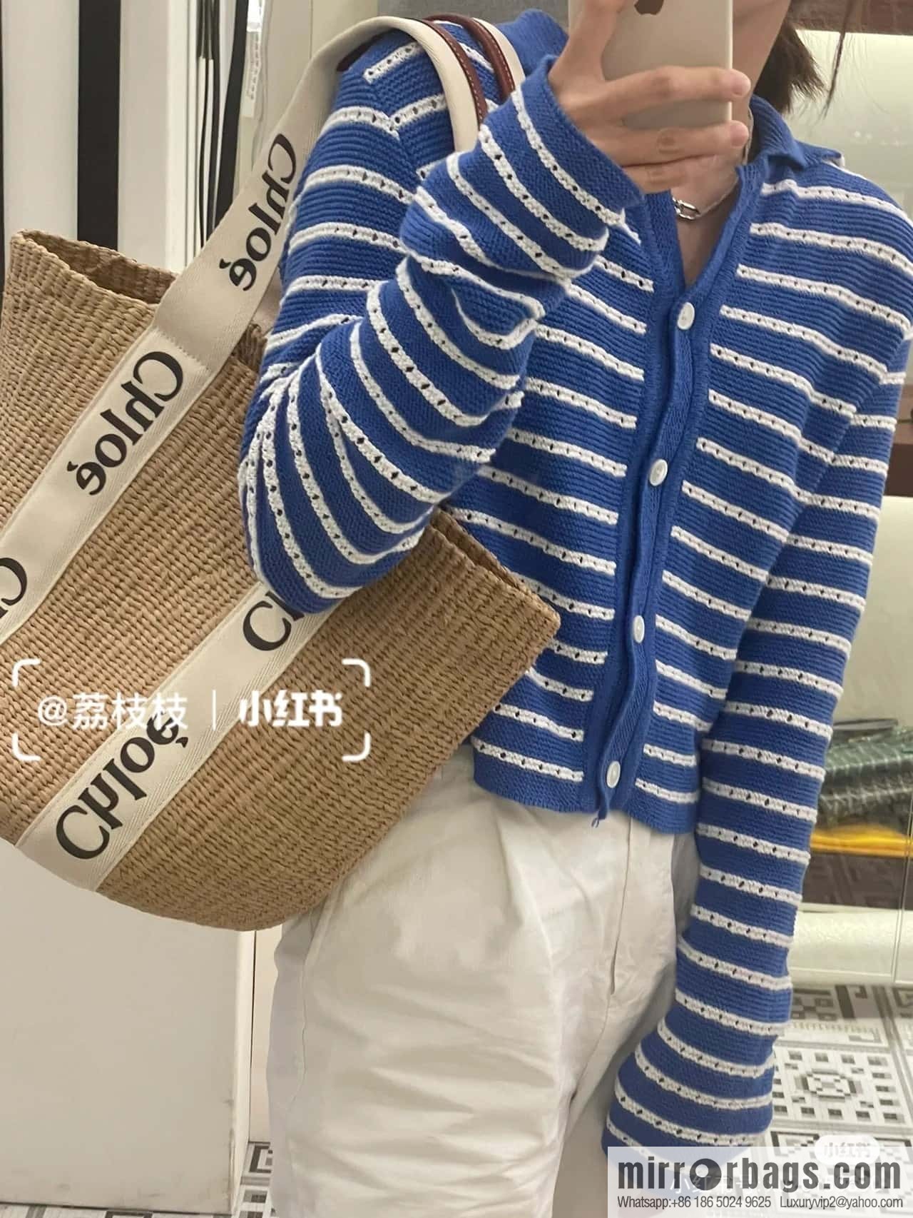 Chloe Large Woody Basket Bag 6865 White 48CM