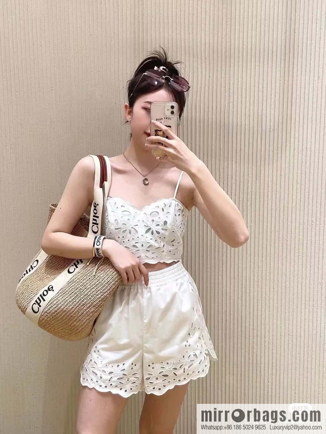 Chloe Large Woody Basket Bag 6865 White 48CM