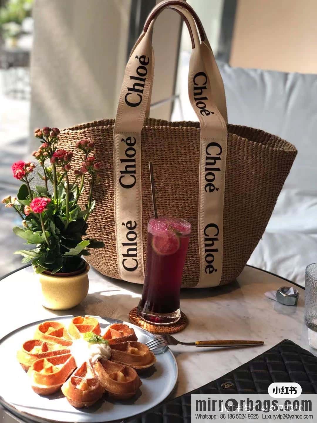 Chloe Large Woody Basket Bag 6865 White 48CM