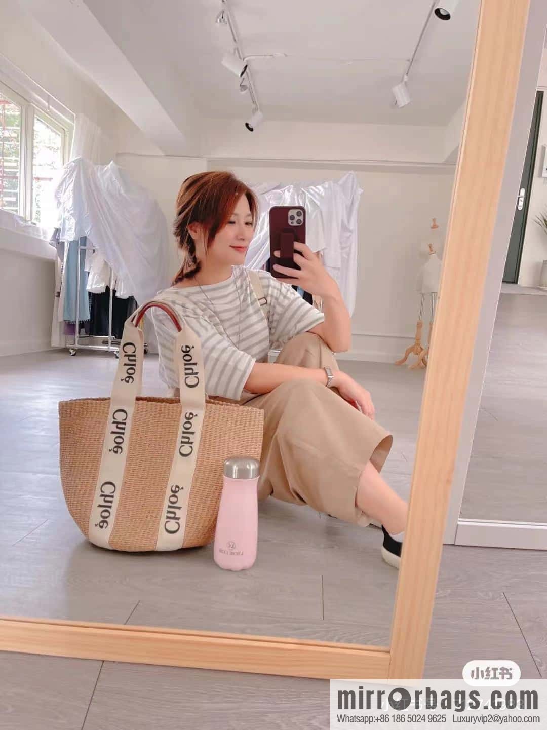 Chloe Large Woody Basket Bag 6865 White 48CM