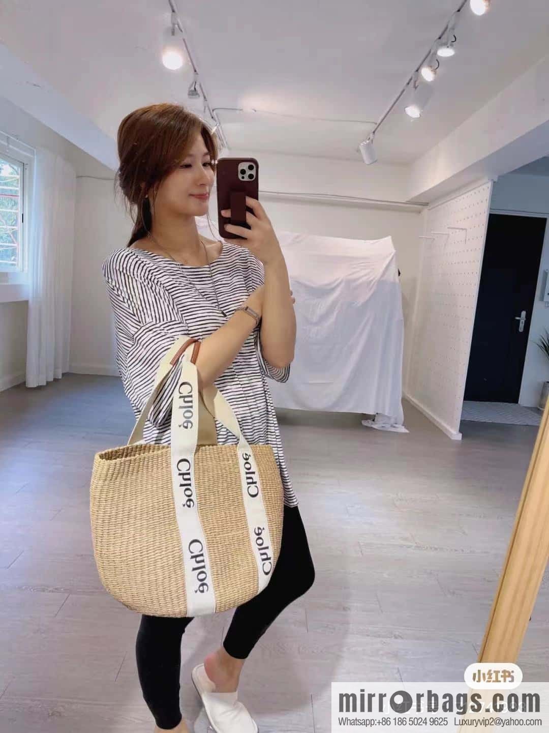 Chloe Large Woody Basket Bag 6865 White 48CM