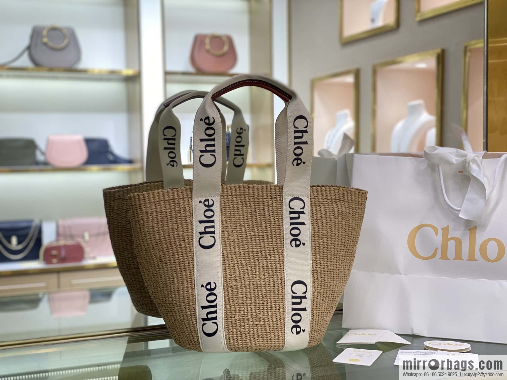 Chloe Large Woody Basket Bag 6865 White 48CM