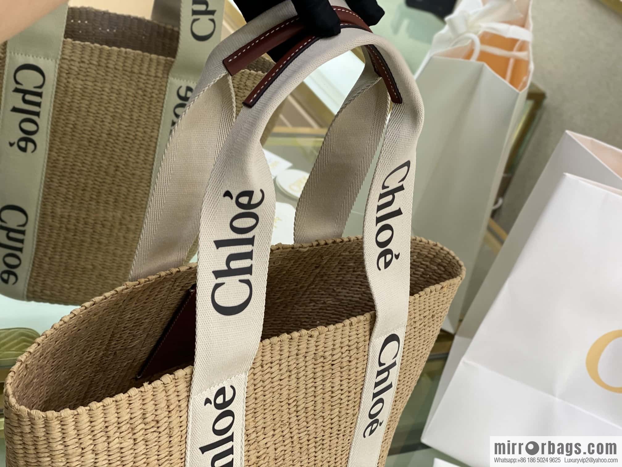 Chloe Large Woody Basket Bag 6865 White 48CM