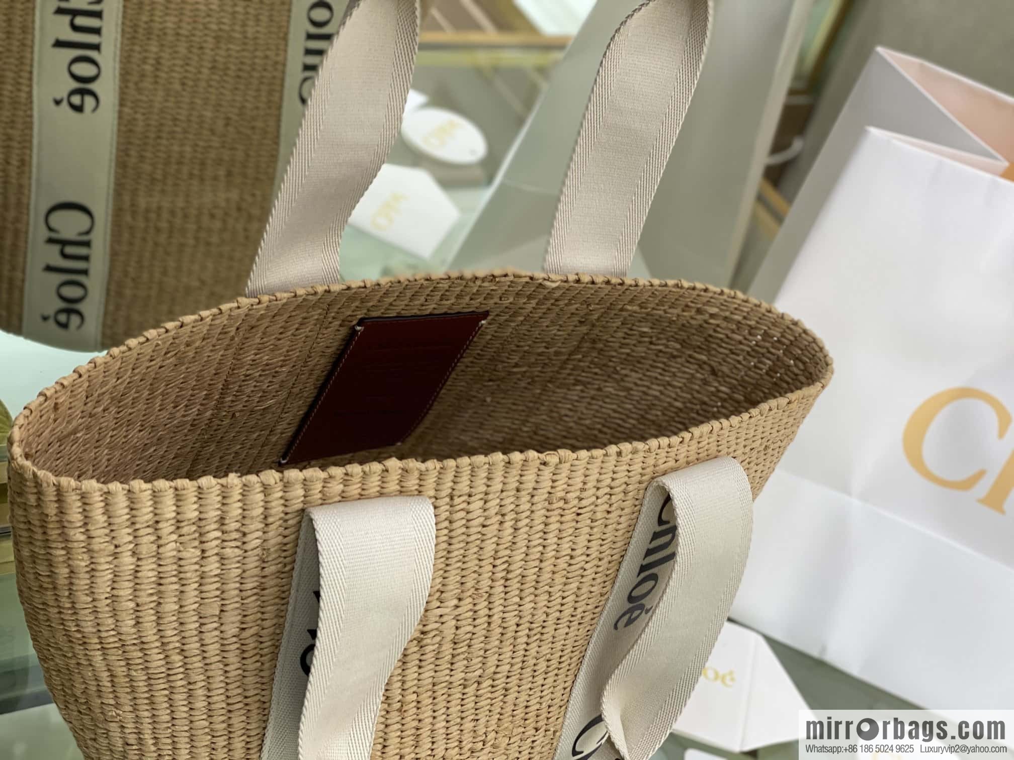 Chloe Large Woody Basket Bag 6865 White 48CM