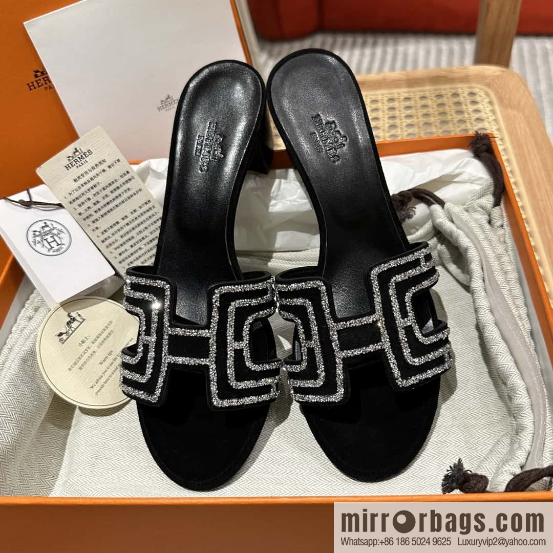 Hermès 2022 spring and summer new product H brand high-heeled diamond surface model