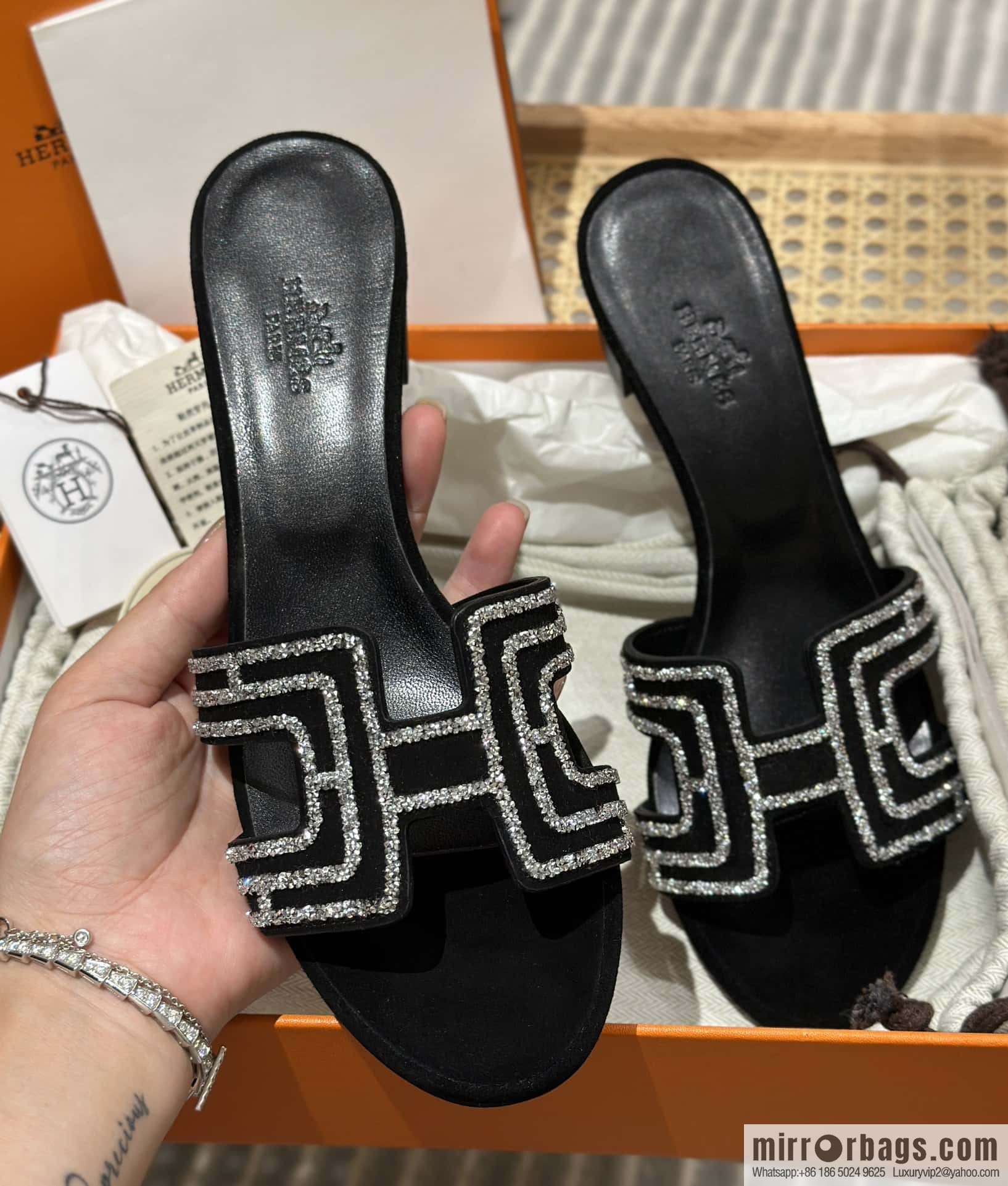 Hermès 2022 spring and summer new product H brand high-heeled diamond surface model