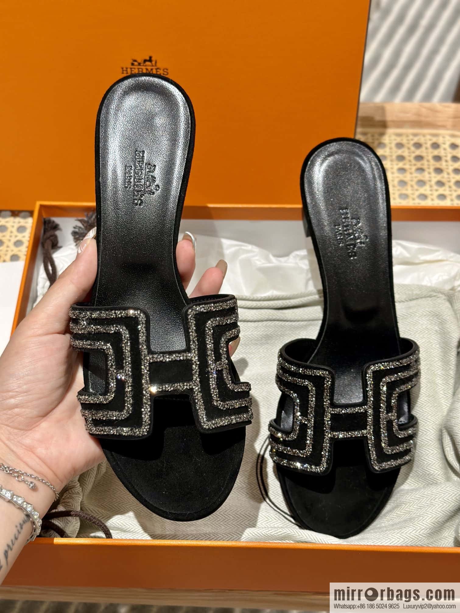 Hermès 2022 spring and summer new product H brand high-heeled diamond surface model