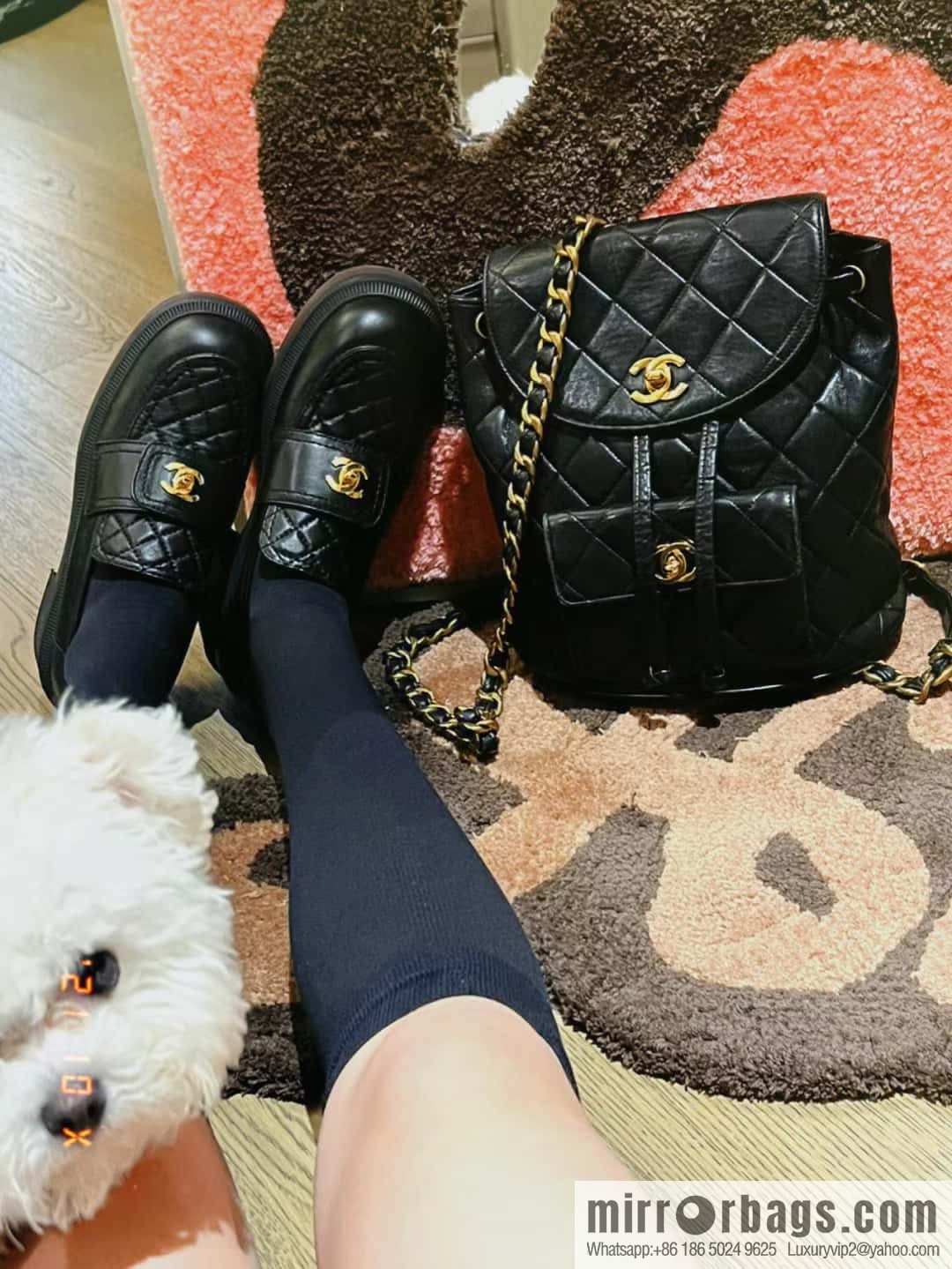 CHANEL Xiaoxiang rhombus metal buckle platform loafers