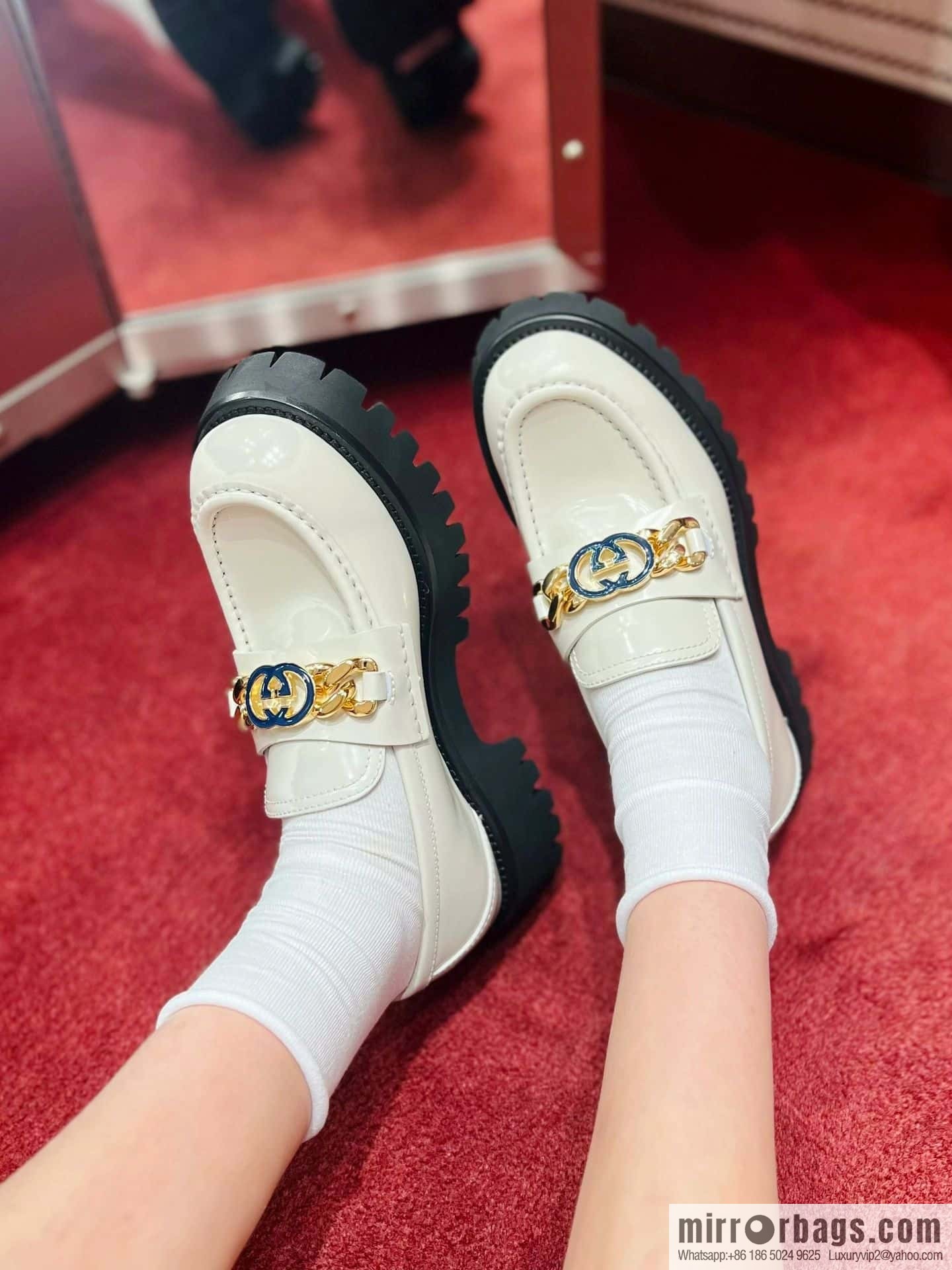 GUCCI Gucci interlocking double G chain ⛓ platform loafers