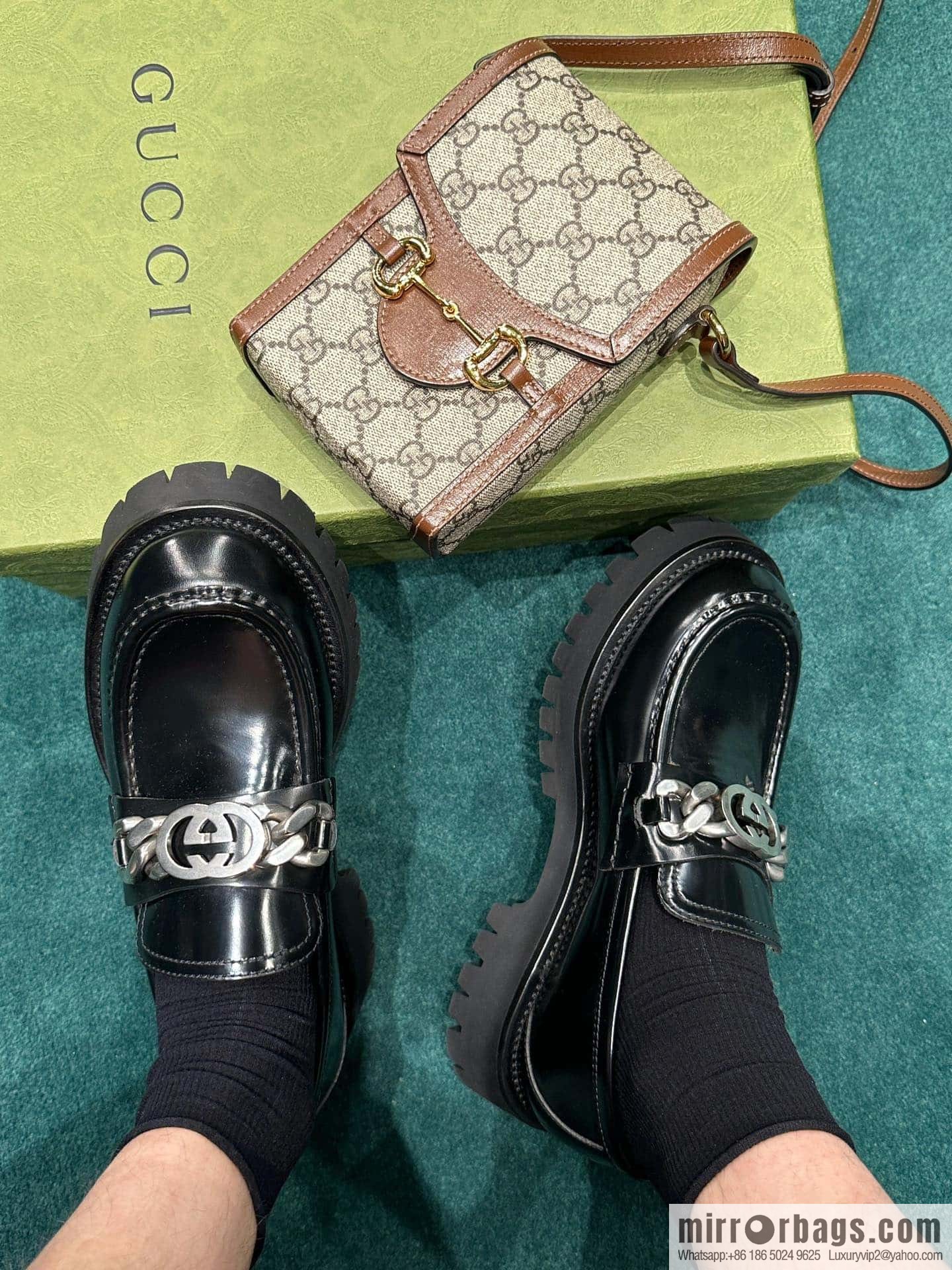 GUCCI Gucci interlocking double G chain ⛓ platform loafers
