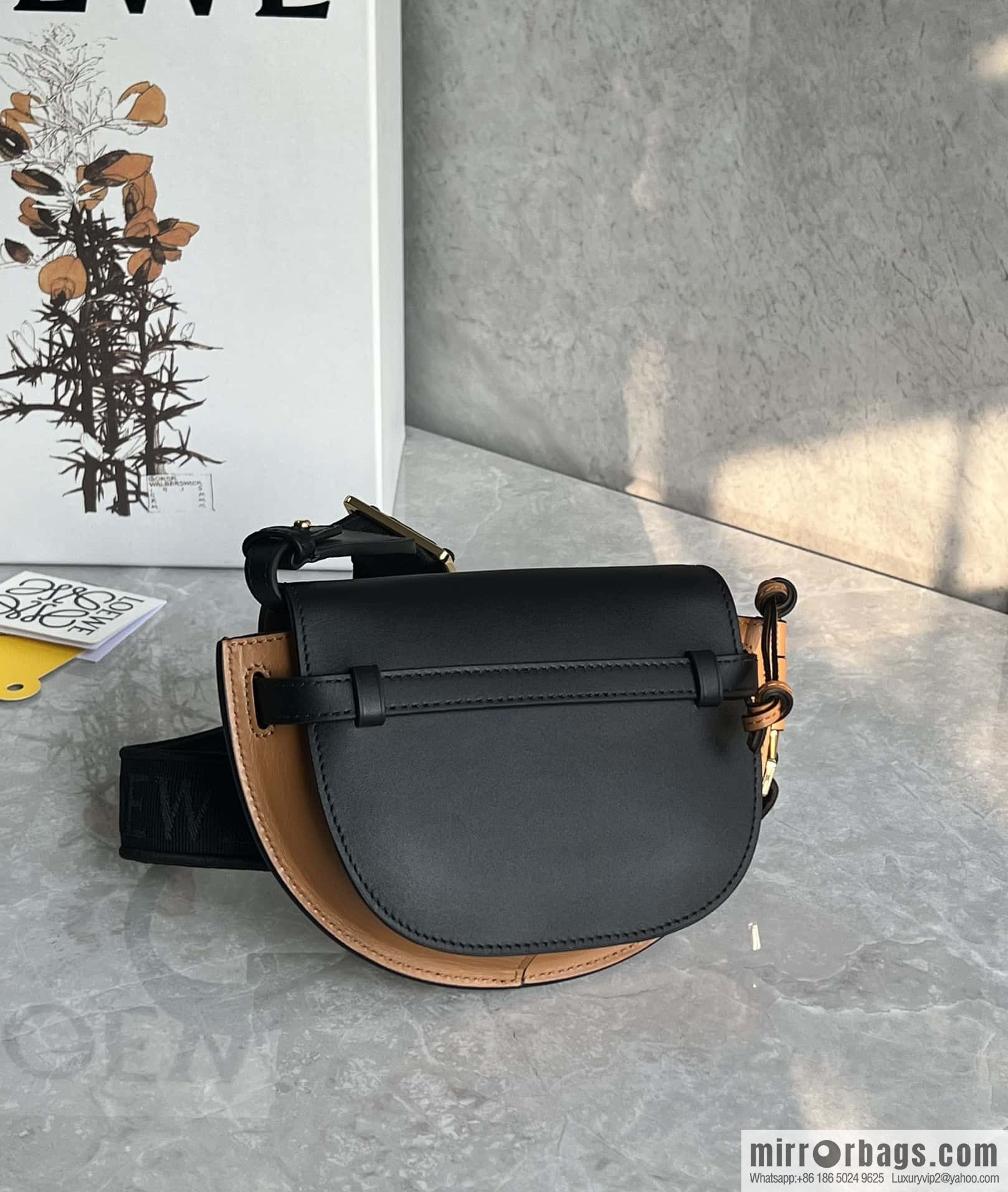 LOEWE letter wide shoulder strap saddle bag MiniGateDual handbag 0672