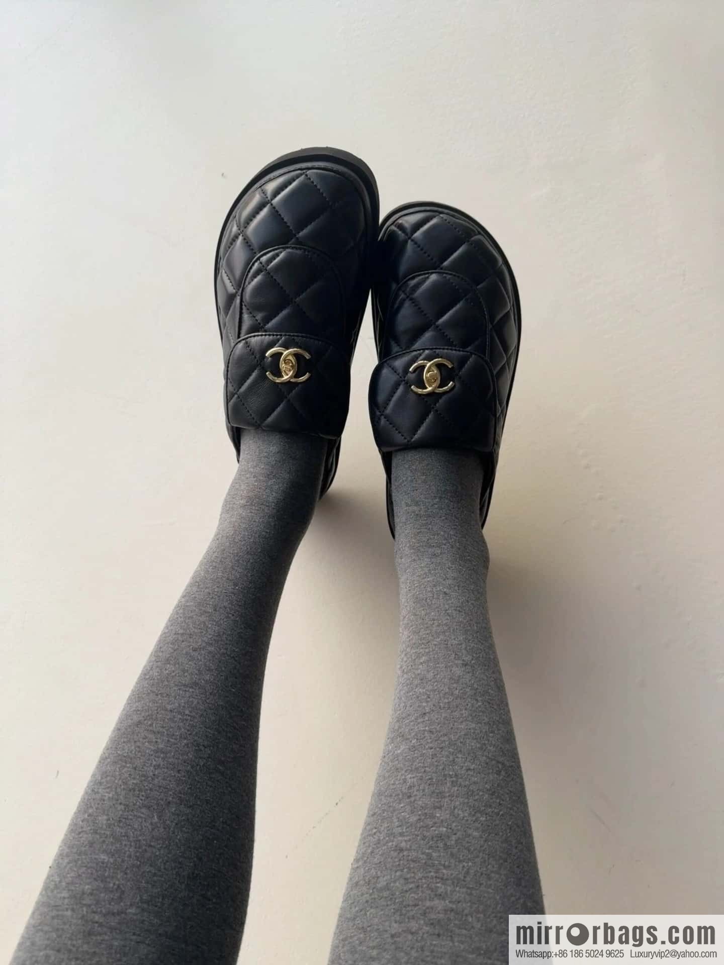 CHANEL Xiaoxiang rhombus metal buckle platform loafers