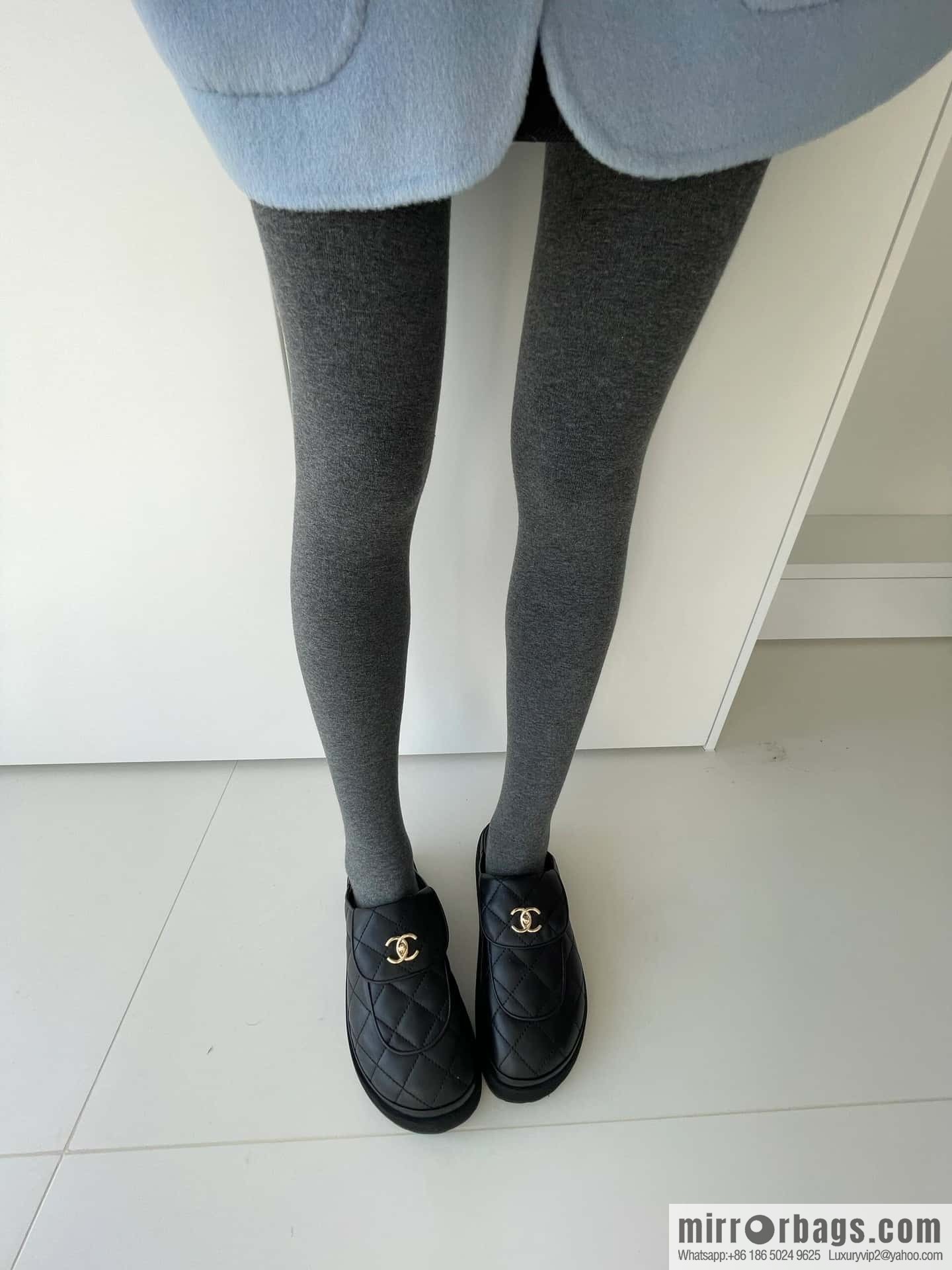 CHANEL Xiaoxiang rhombus metal buckle platform loafers