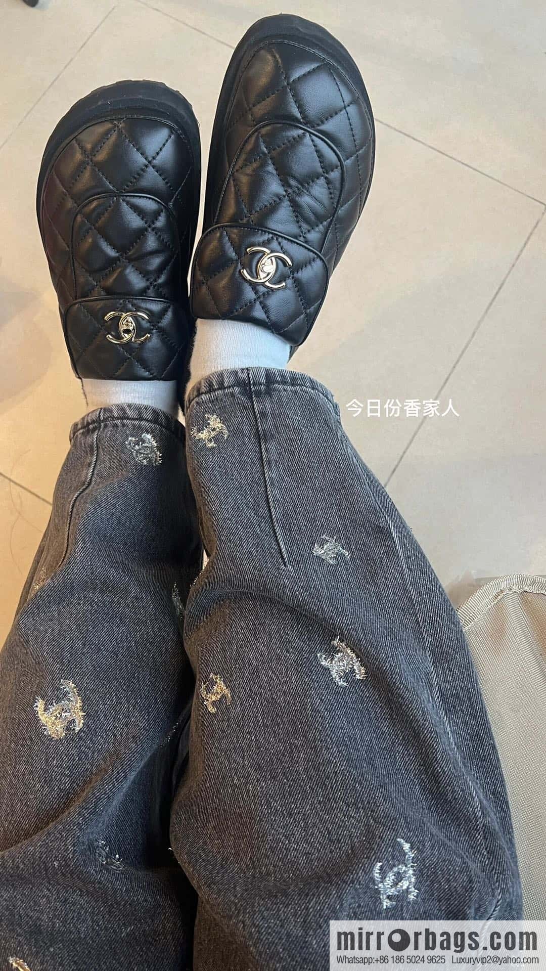 CHANEL Xiaoxiang rhombus metal buckle platform loafers