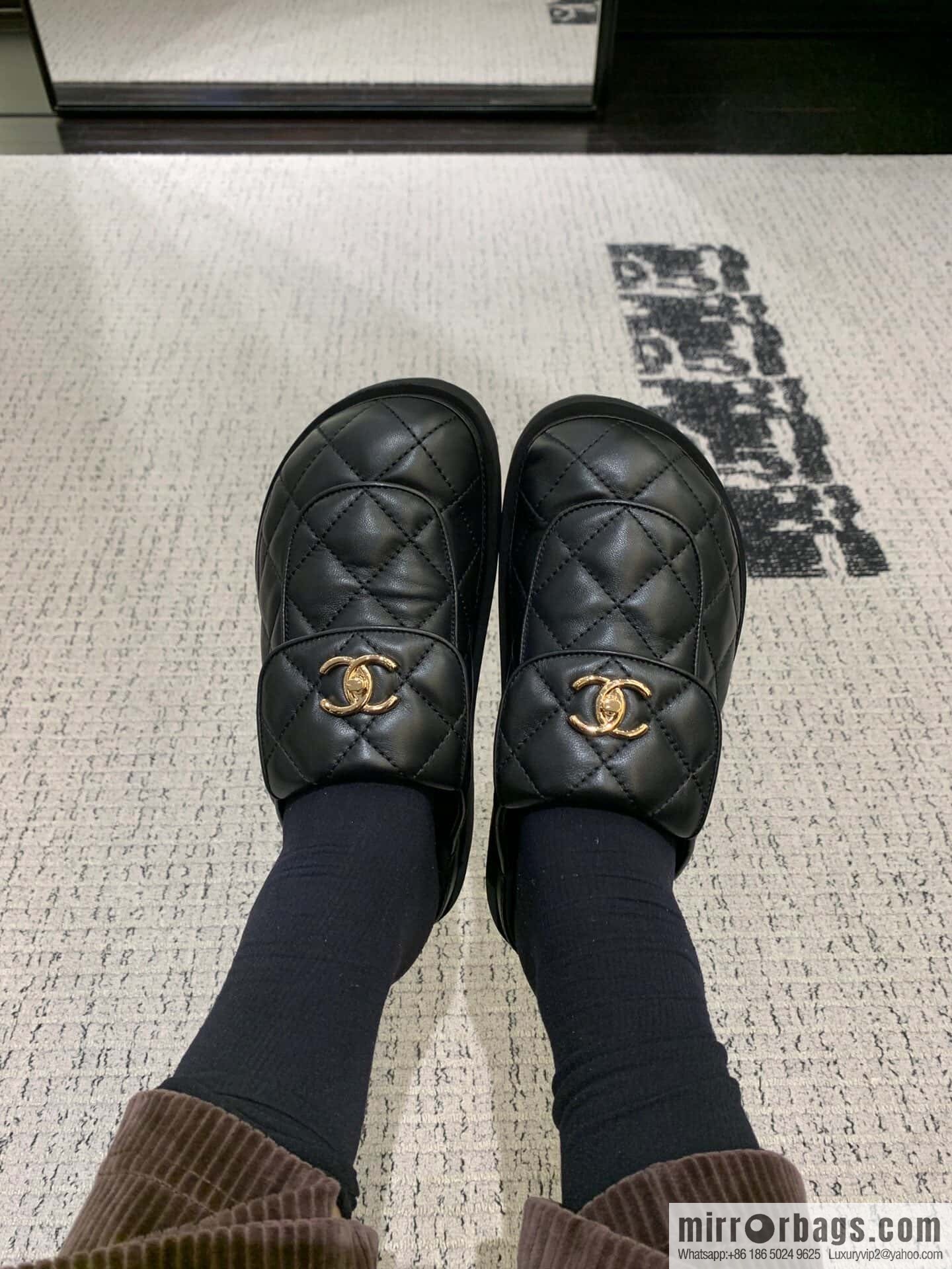 CHANEL Xiaoxiang rhombus metal buckle platform loafers