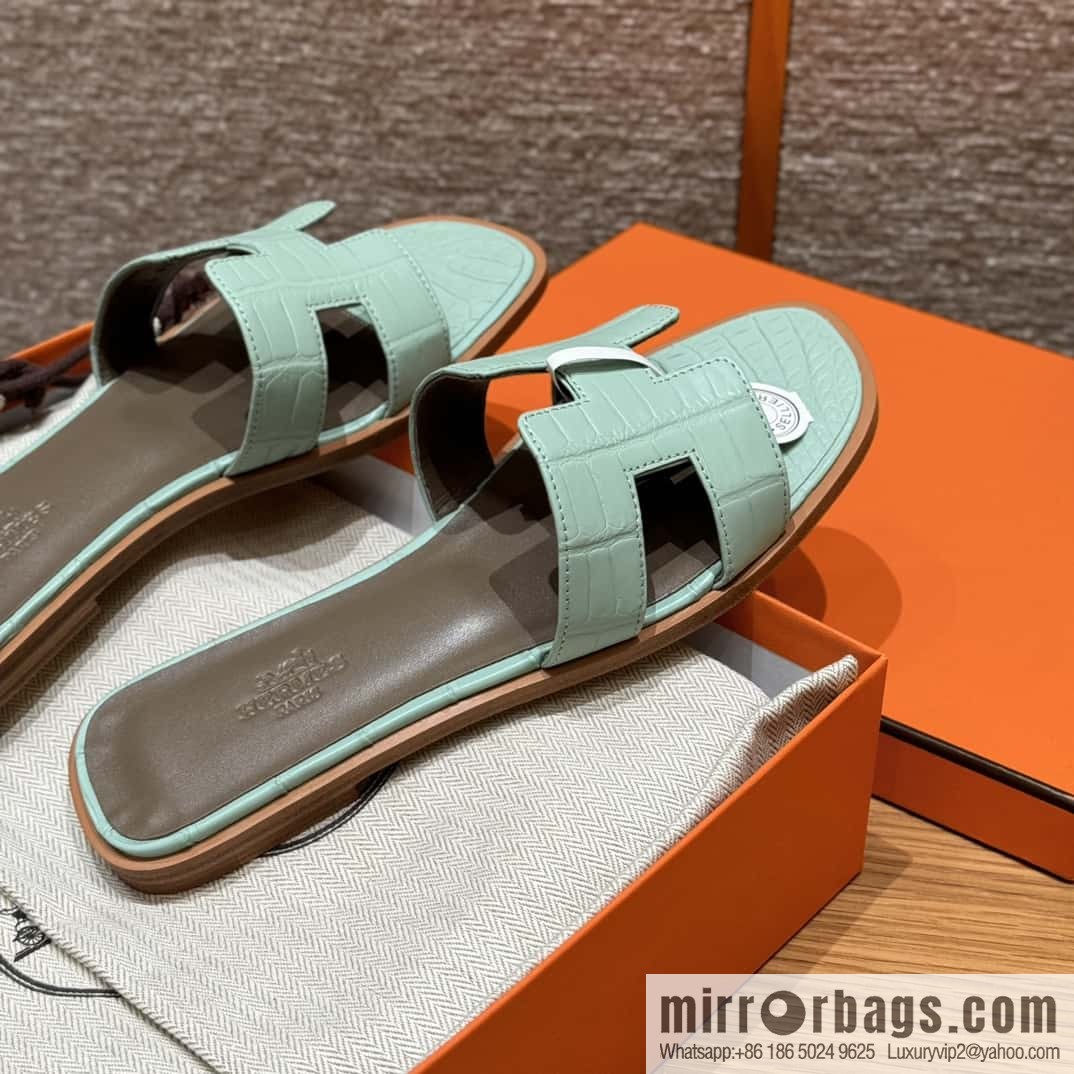 Hermès crocodile slippers