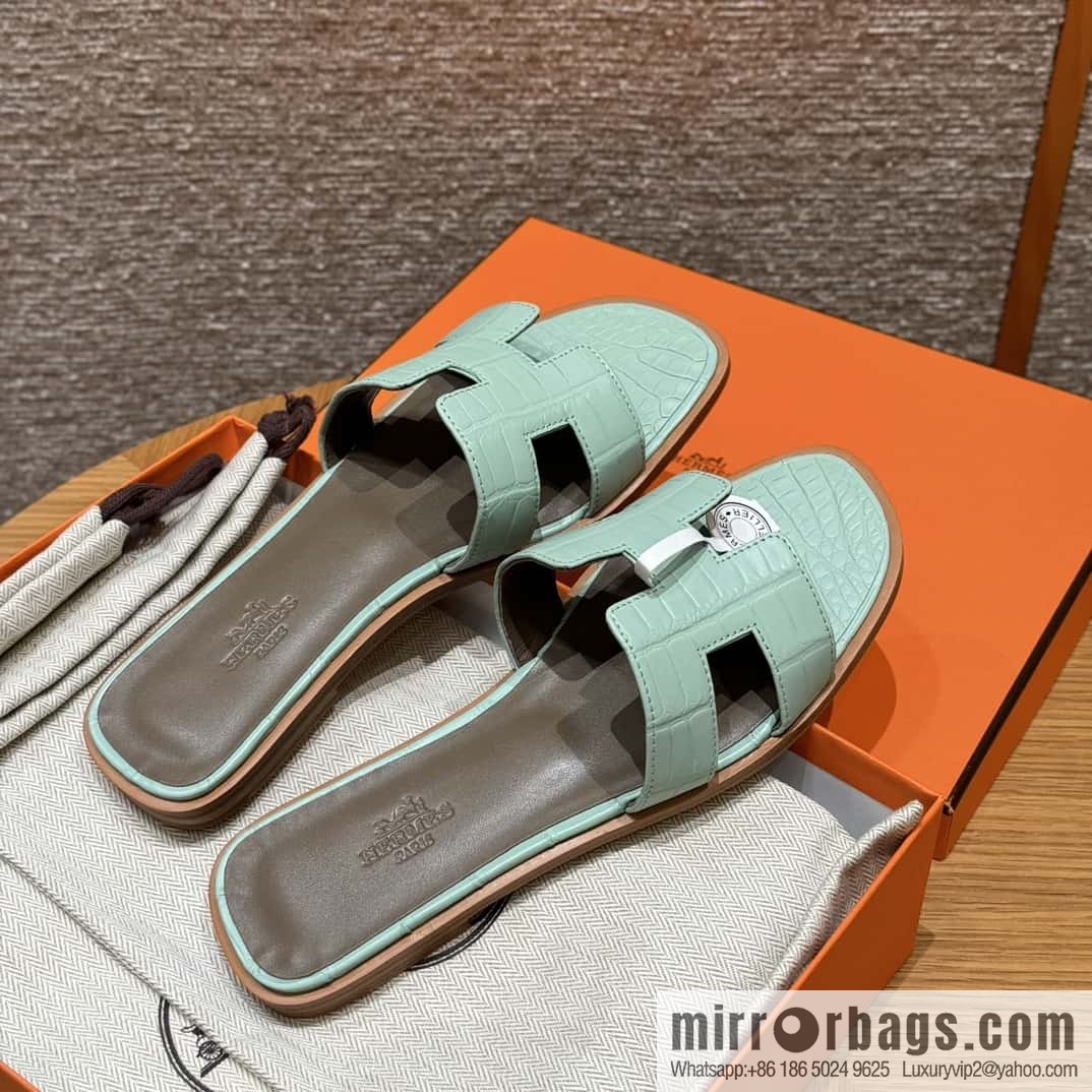 Hermès crocodile slippers
