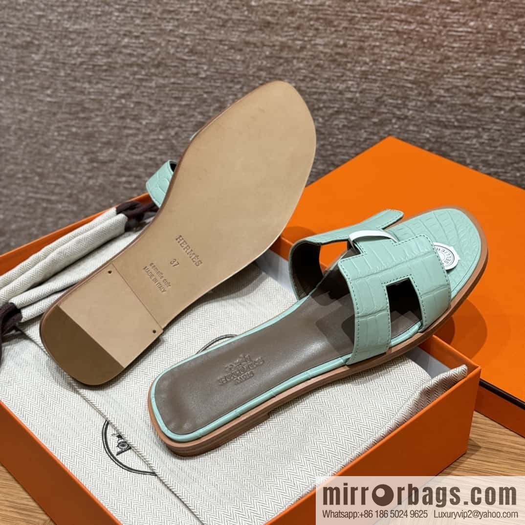 Hermès crocodile slippers