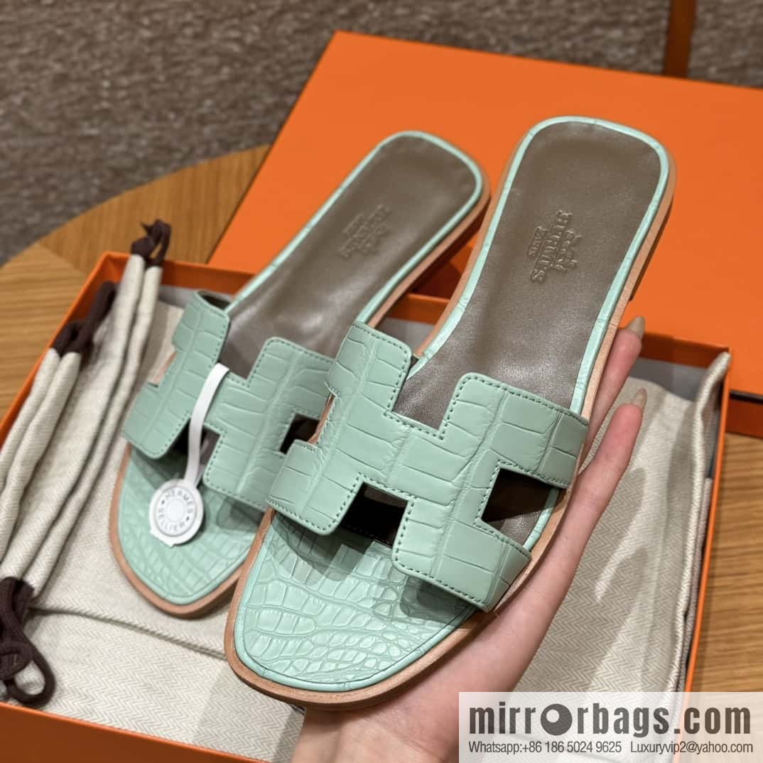 Hermès crocodile slippers