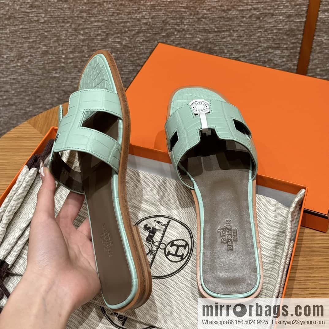 Hermès crocodile slippers