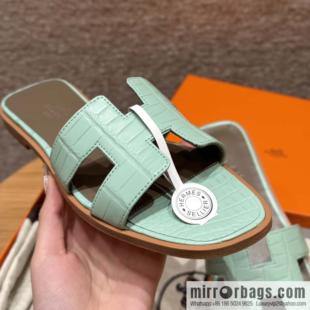 Hermès crocodile slippers