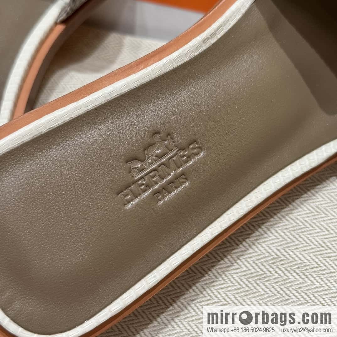 Hermès Lizard Leather Slippers