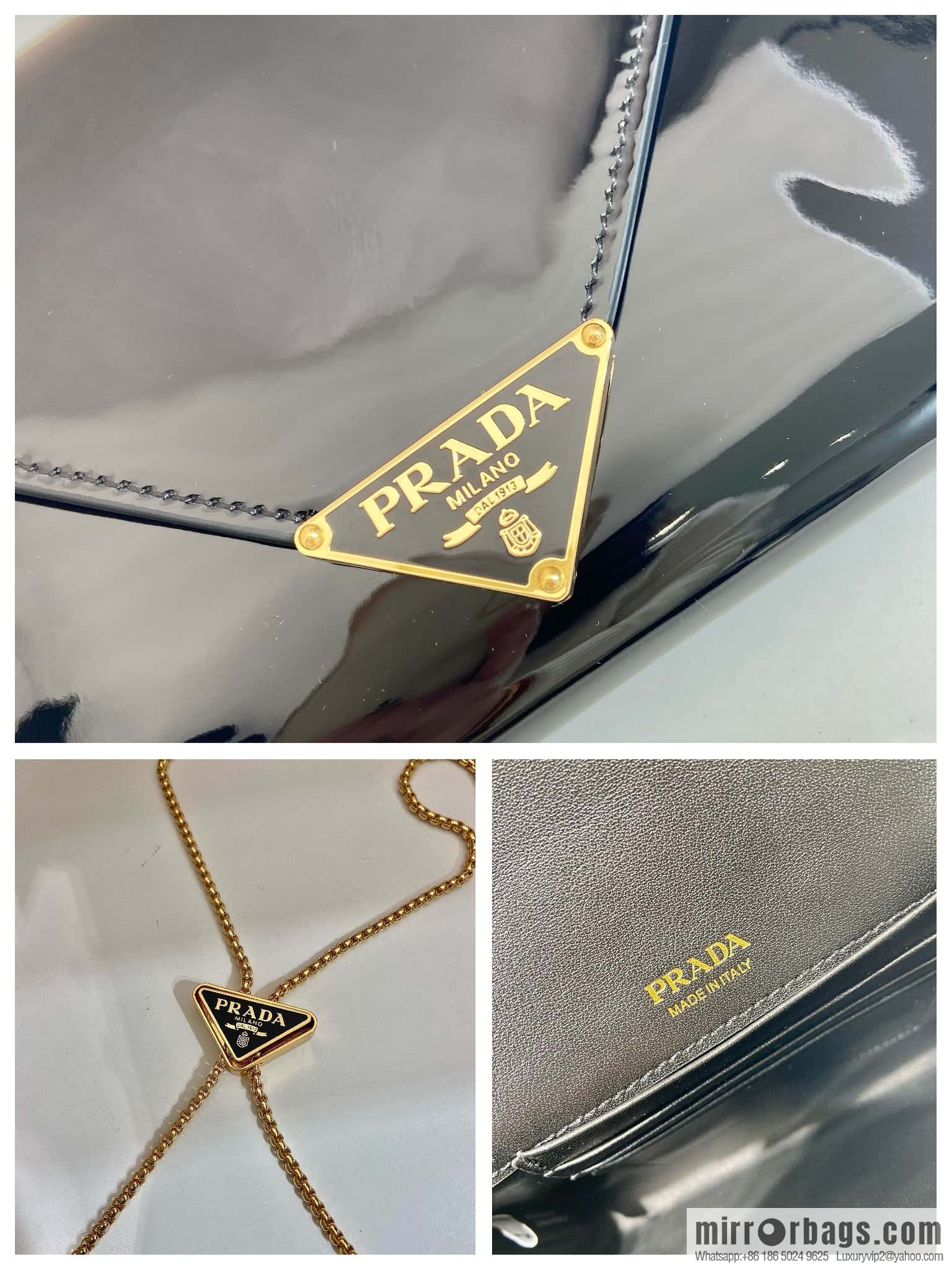 PRADA 🎉 patent leather envelope bag 🎉 1Bp051 handbag black