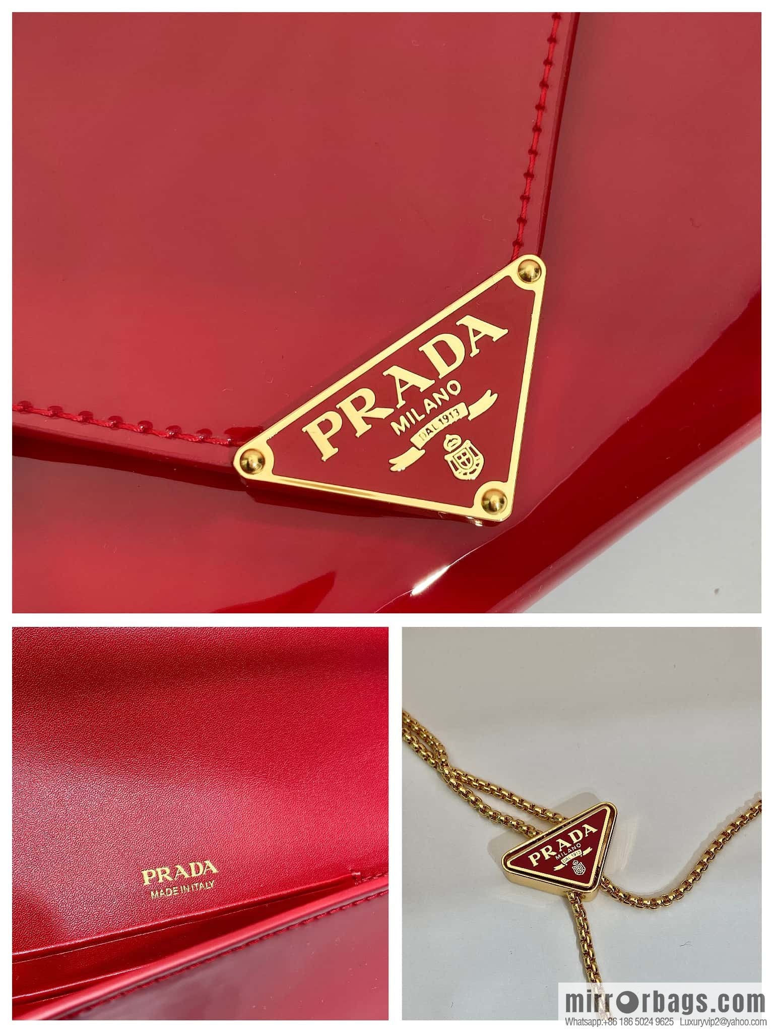 PRADA 🎉 patent leather envelope bag 🎉 1Bp051 handbag, red