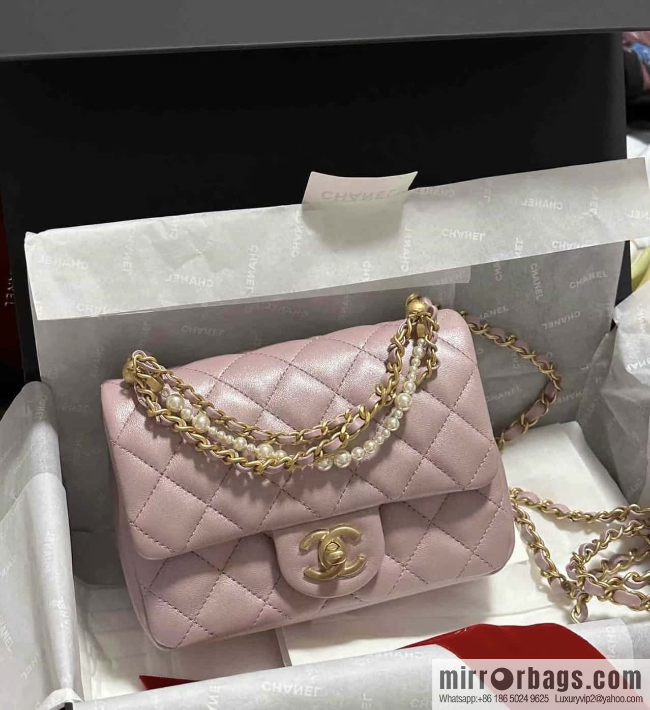 CHANEL 24P Spring and Summer Preview Series Limited Edition Pearl Square Fatty AS4385 pink