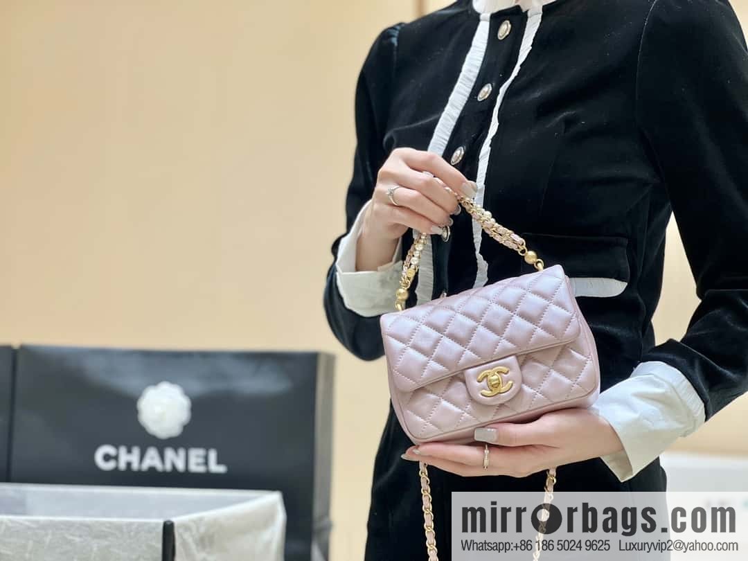 CHANEL 24P Spring and Summer Preview Series Limited Edition Pearl Square Fatty AS4385 pink