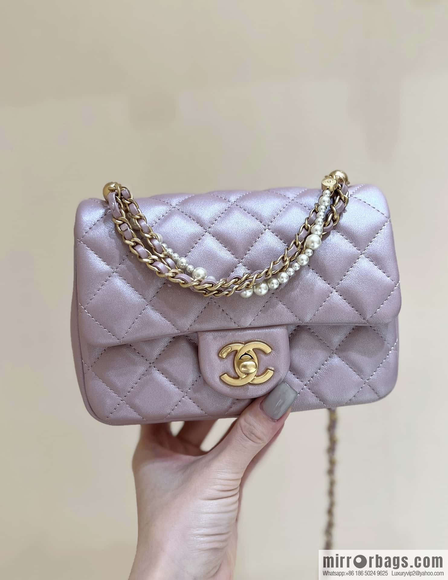 CHANEL 24P Spring and Summer Preview Series Limited Edition Pearl Square Fatty AS4385 pink