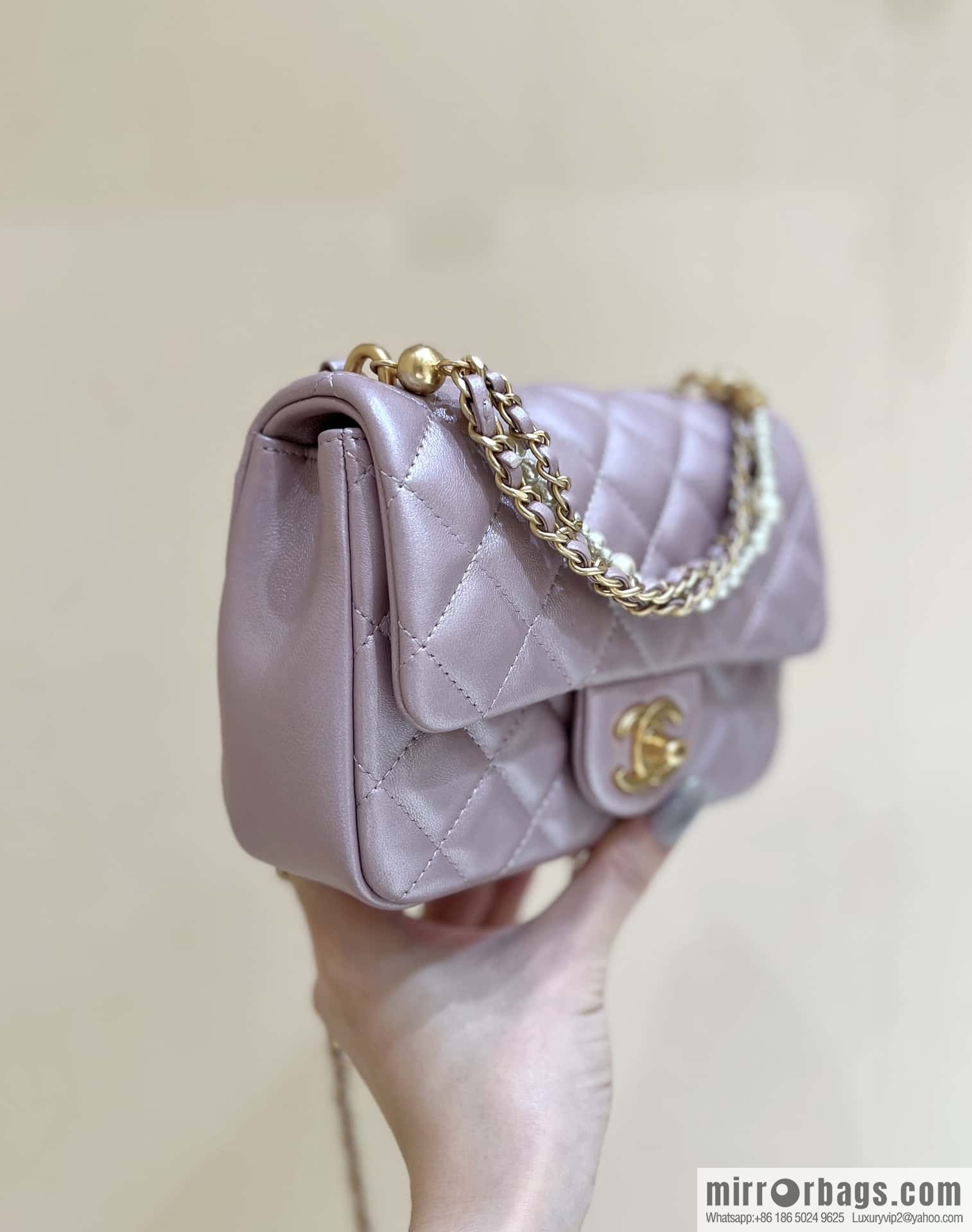 CHANEL 24P Spring and Summer Preview Series Limited Edition Pearl Square Fatty AS4385 pink