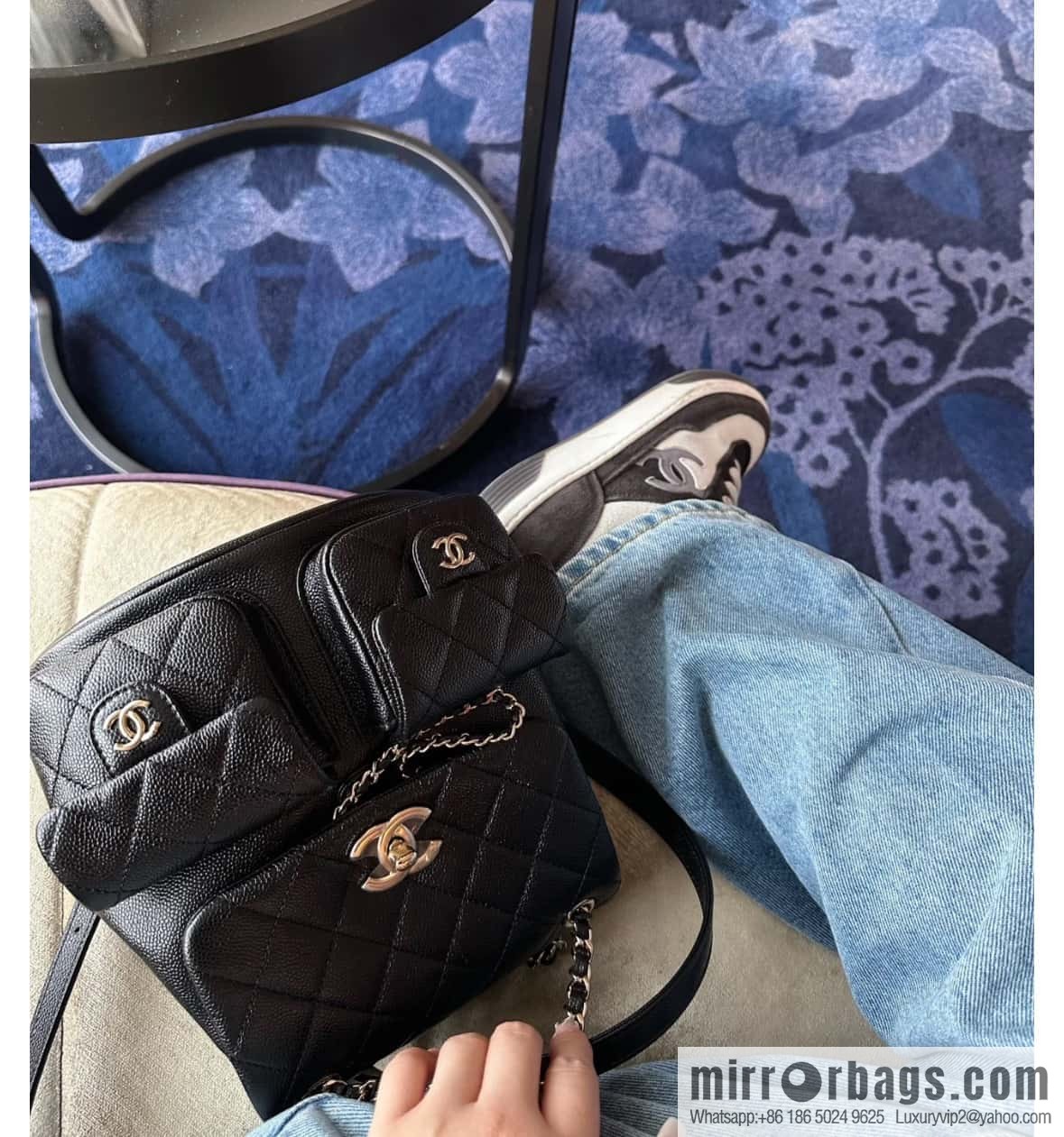 CHANEL 23P new Duma shoulder leather large black 🔛 AS3860