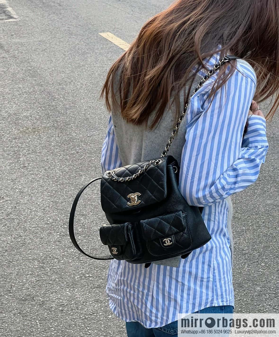 CHANEL 23P new Duma shoulder leather large black 🔛 AS3860