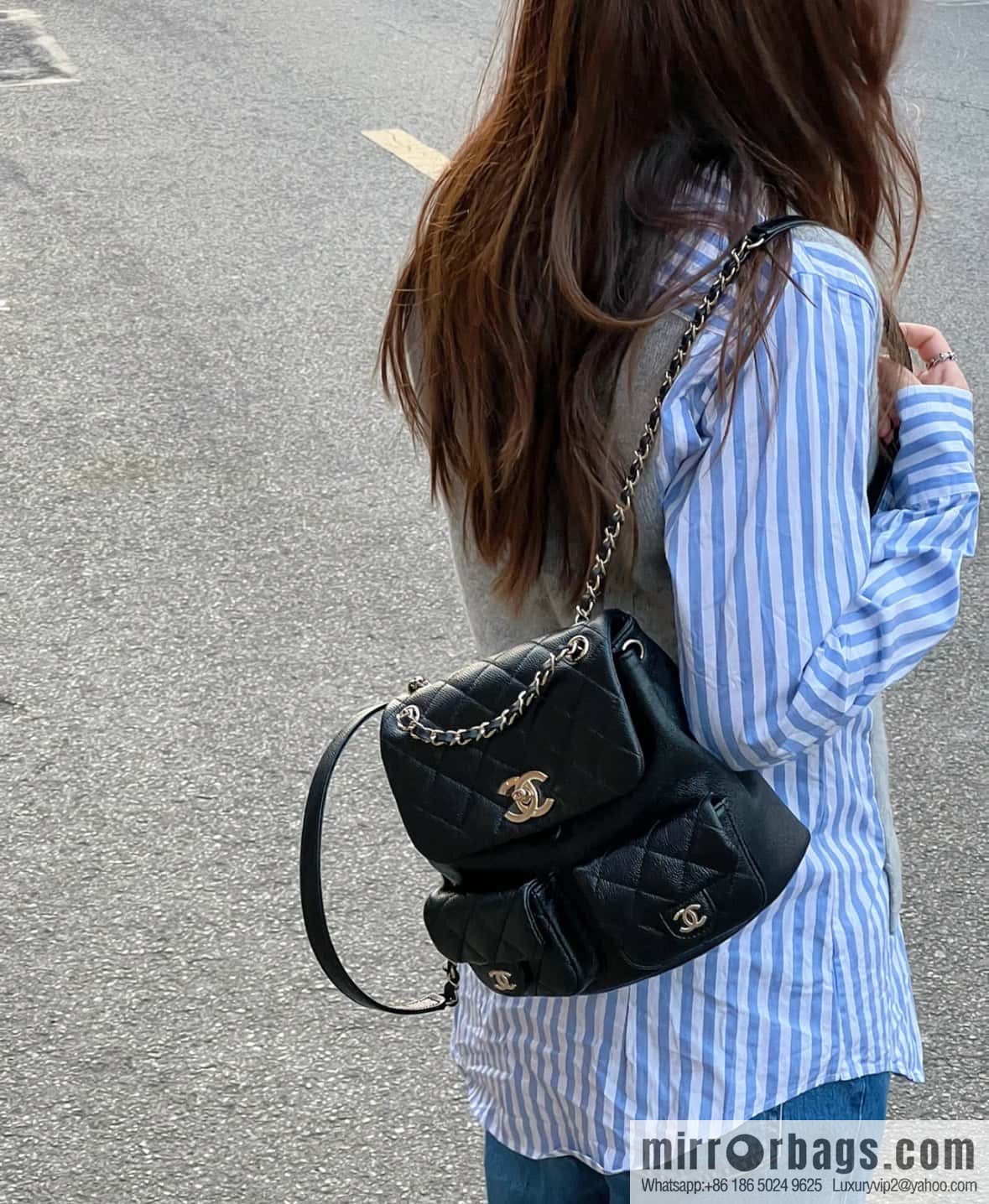 CHANEL 23P new Duma shoulder leather large black 🔛 AS3860