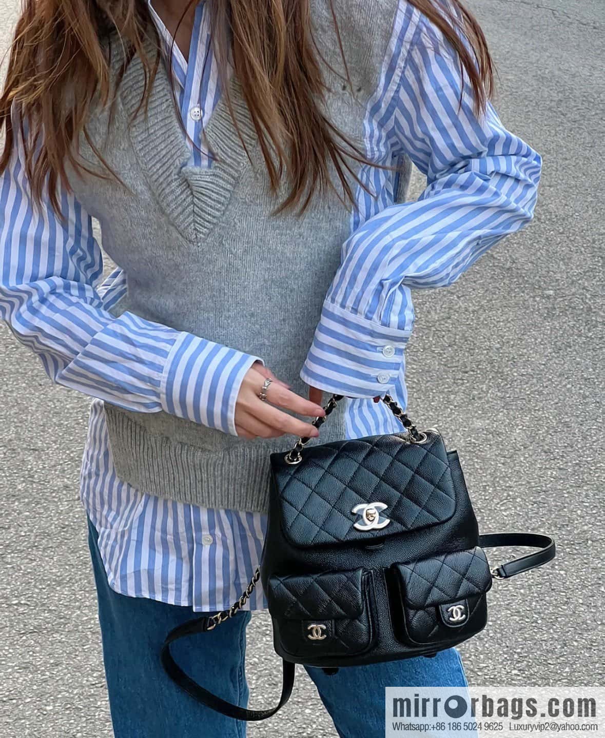 CHANEL 23P new Duma shoulder leather large black 🔛 AS3860