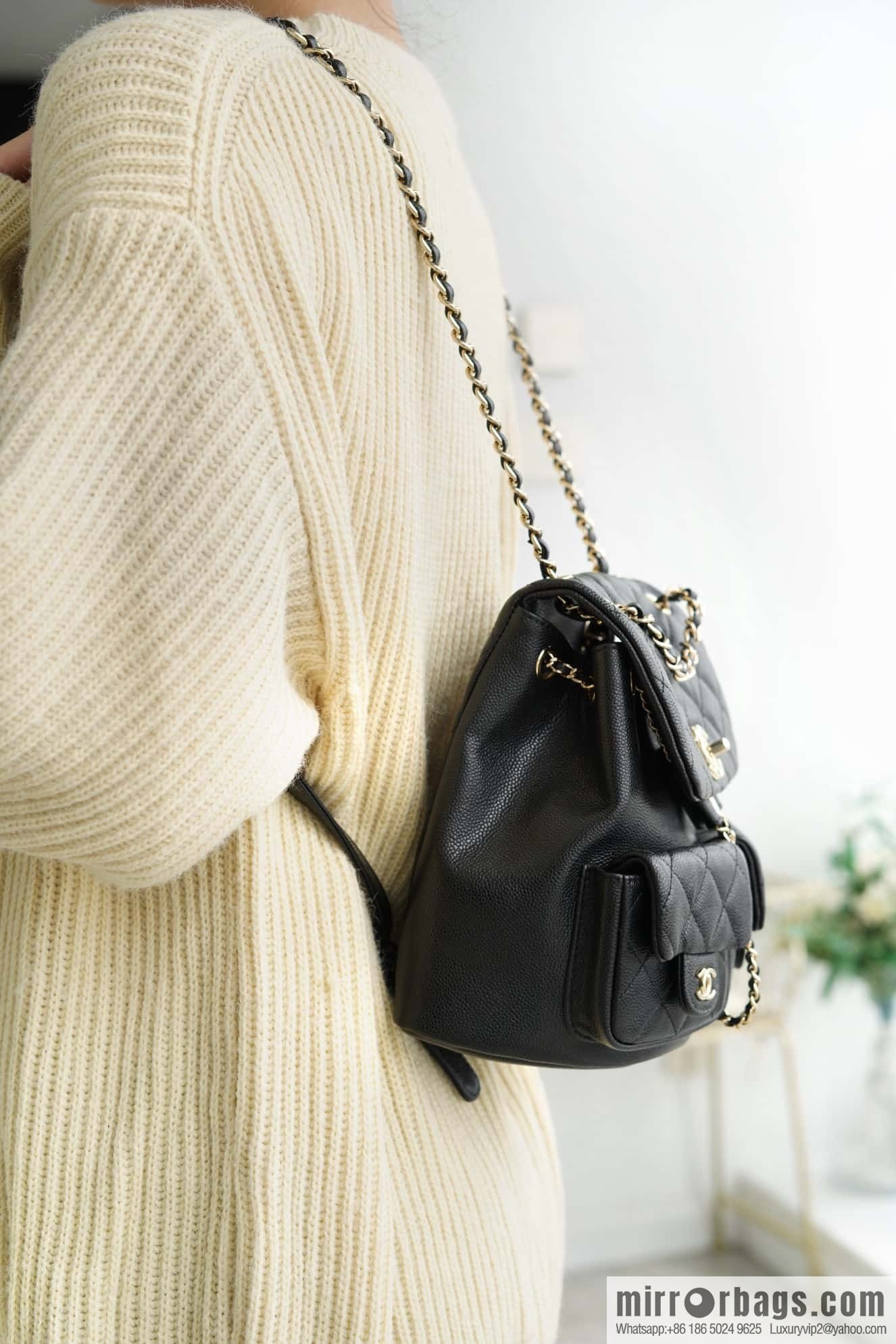 CHANEL 23P new Duma shoulder leather large black 🔛 AS3860