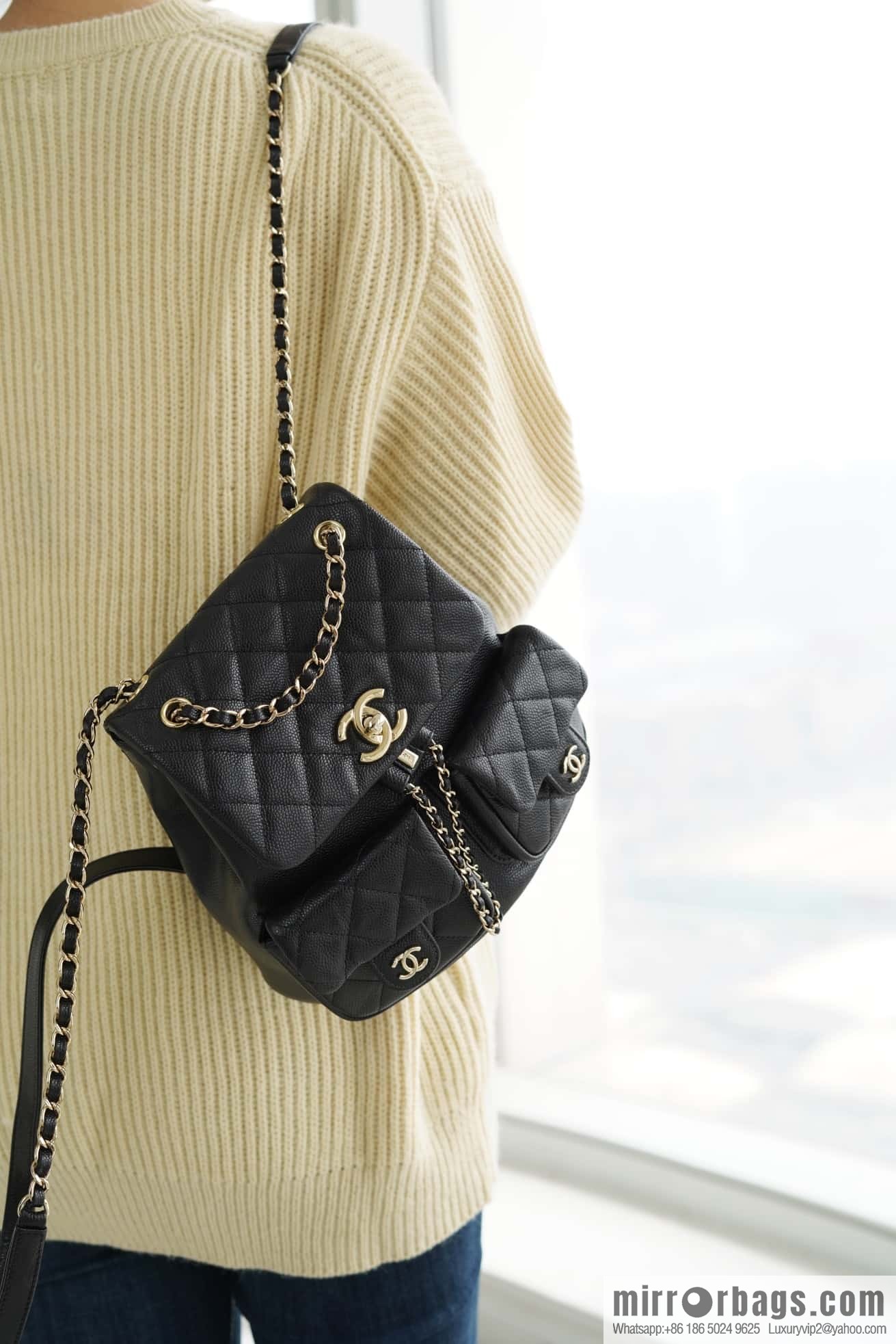 CHANEL 23P new Duma shoulder leather large black 🔛 AS3860