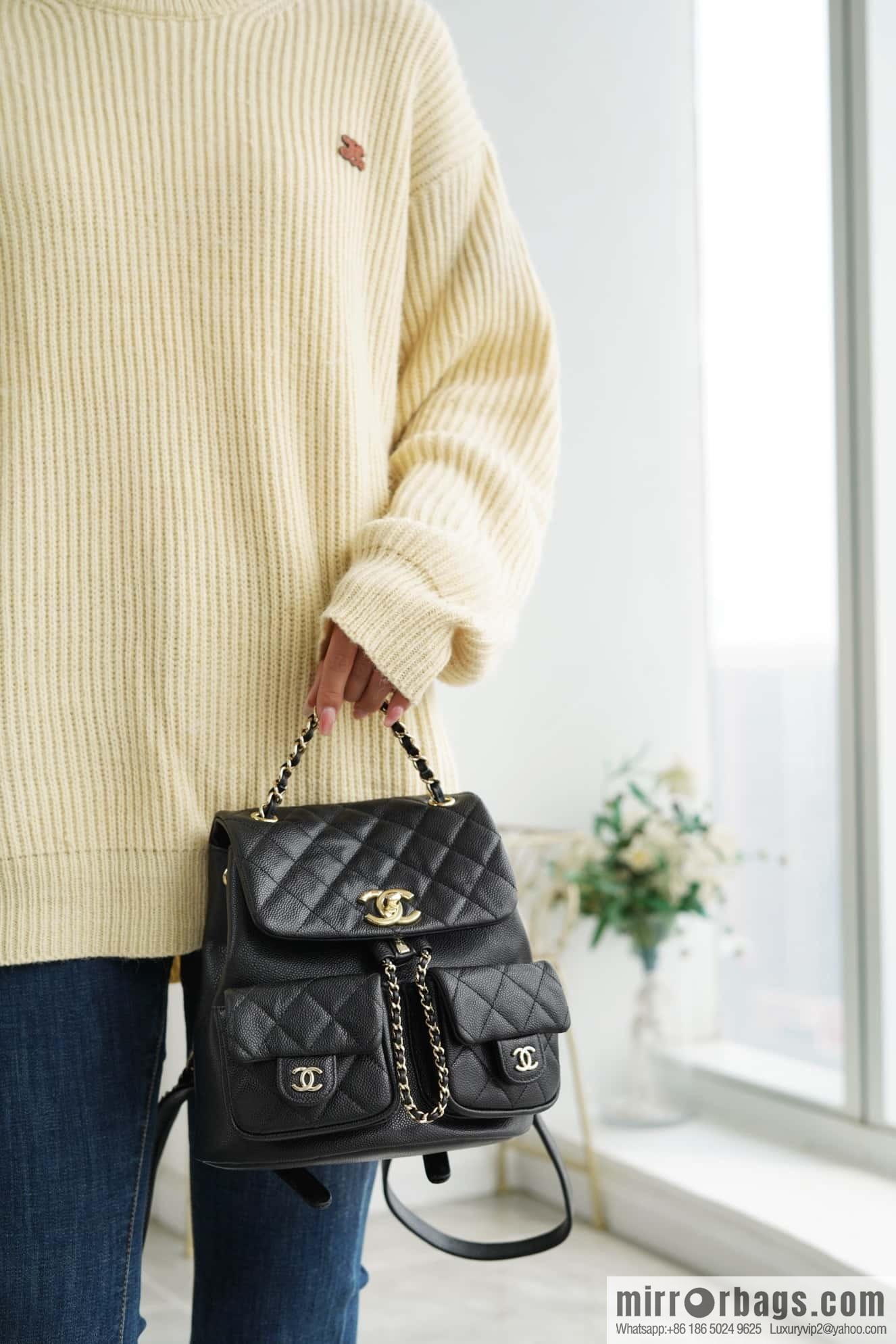 CHANEL 23P new Duma shoulder leather large black 🔛 AS3860