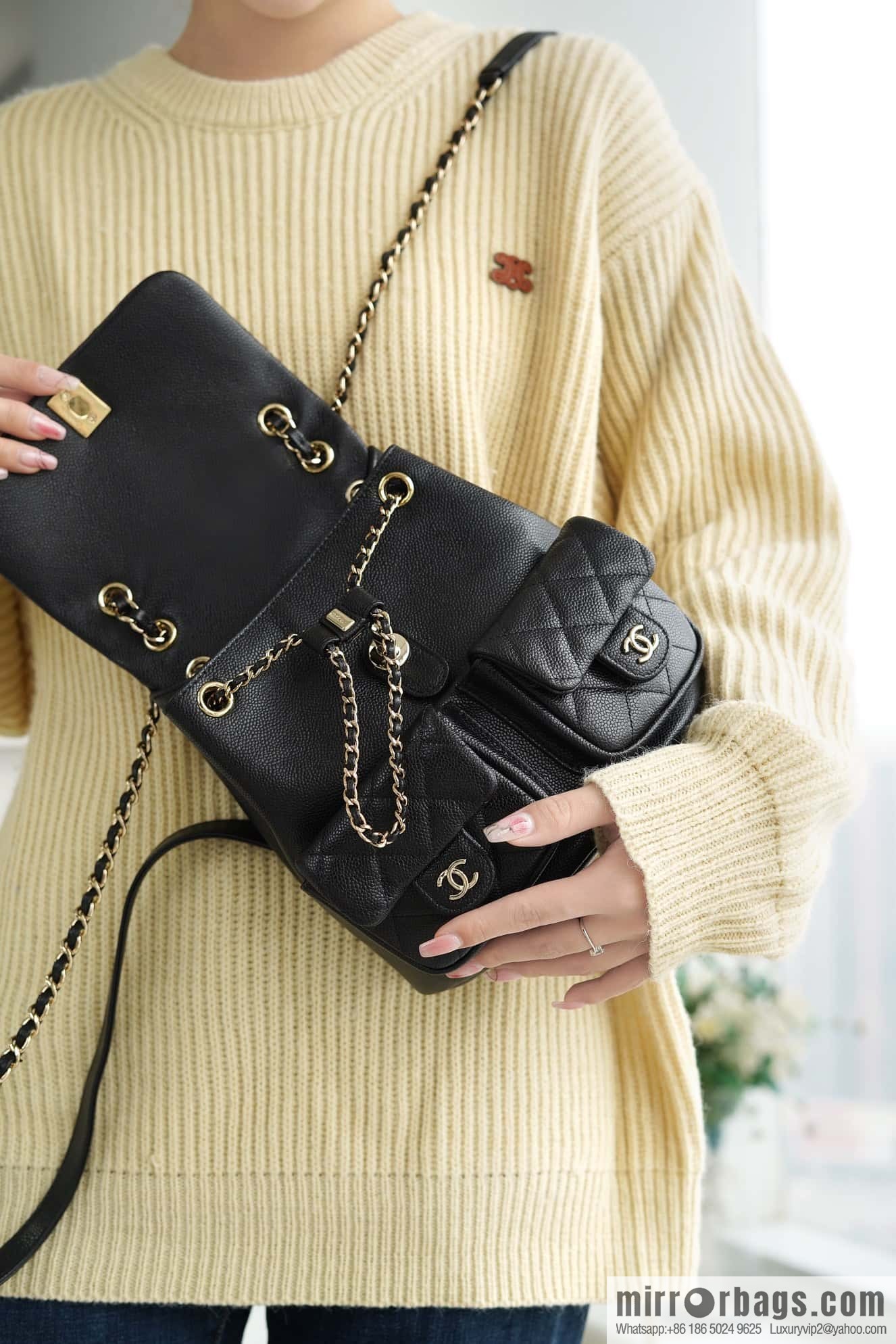 CHANEL 23P new Duma shoulder leather large black 🔛 AS3860