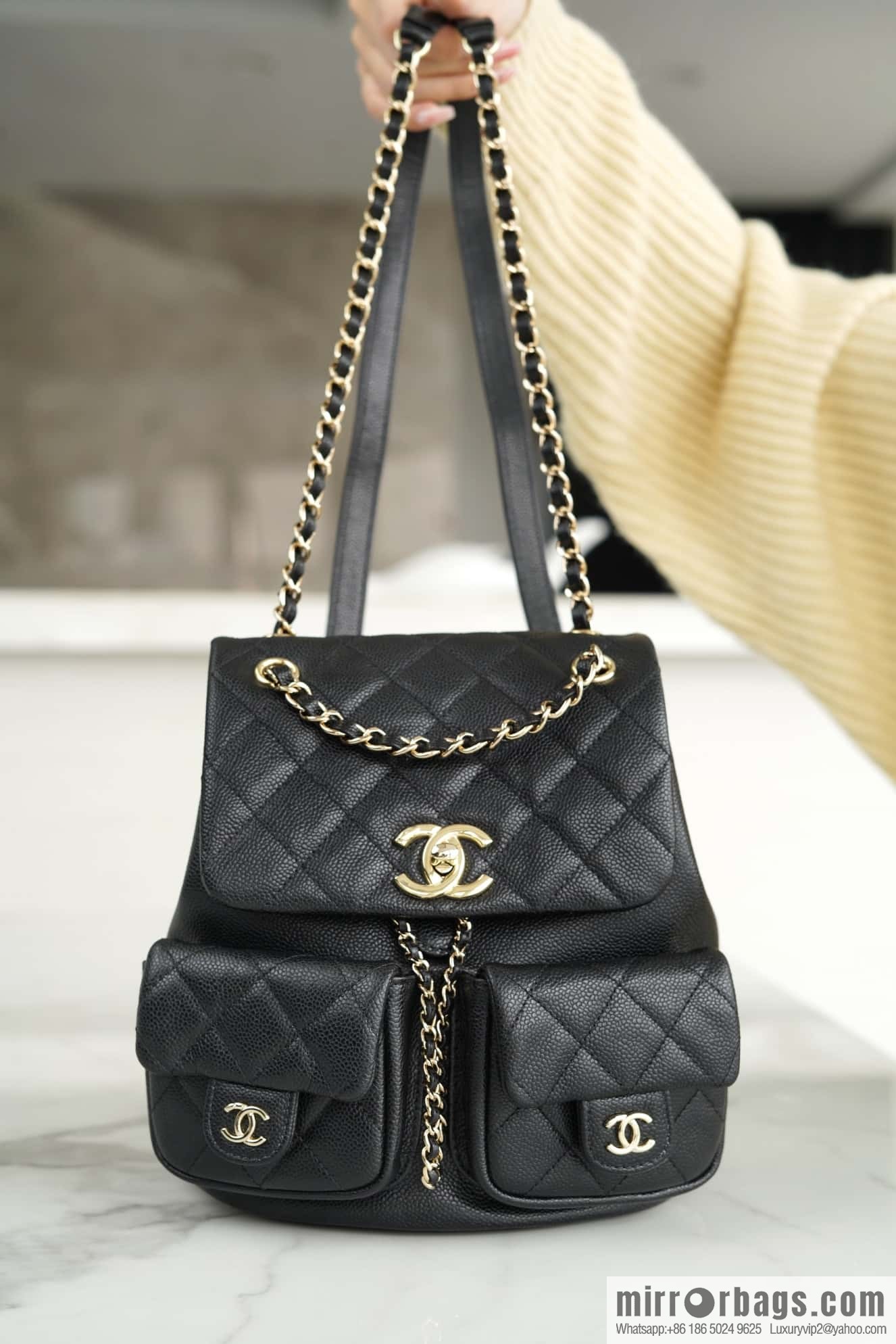 CHANEL 23P new Duma shoulder leather large black 🔛 AS3860