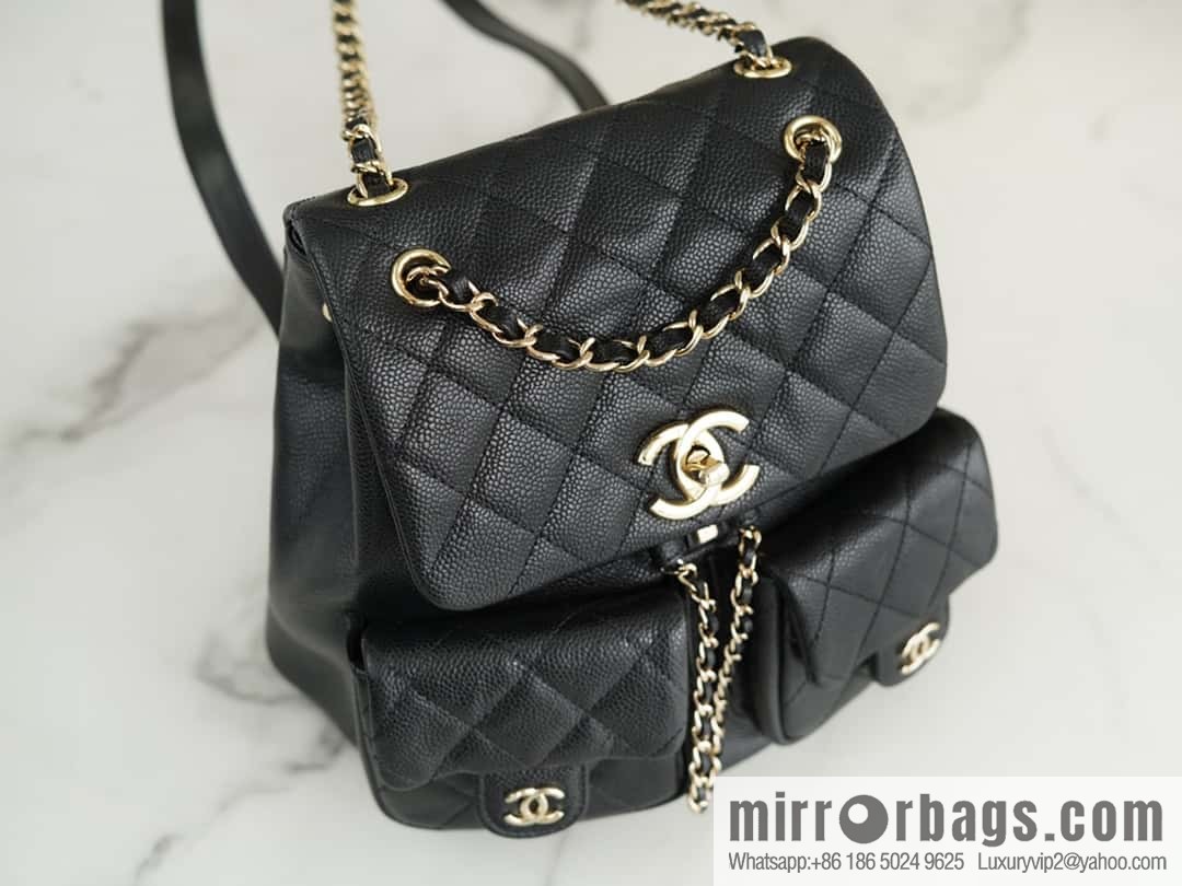 CHANEL 23P new Duma shoulder leather large black 🔛 AS3860